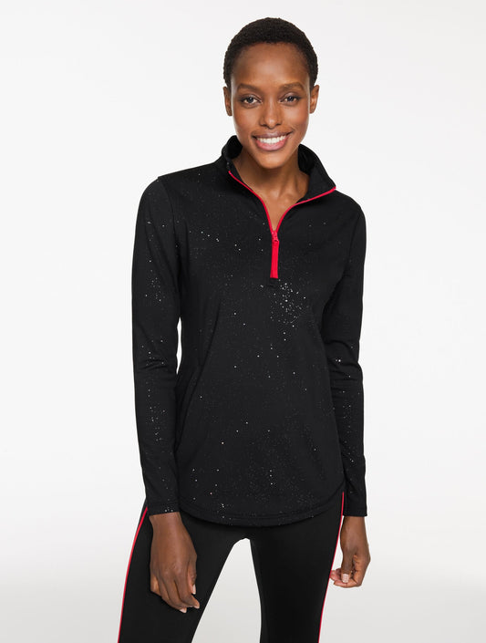 LUXE FLEECEBACK HALF-ZIP PULLOVER - GLEAMING DOTS | Talbots