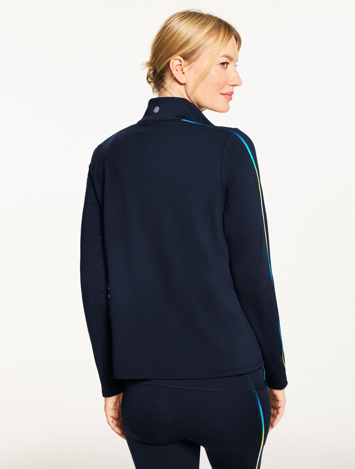 SPORT FLEECEBACK FULL-ZIP JACKET - OMBRÉ PIPED | Talbots