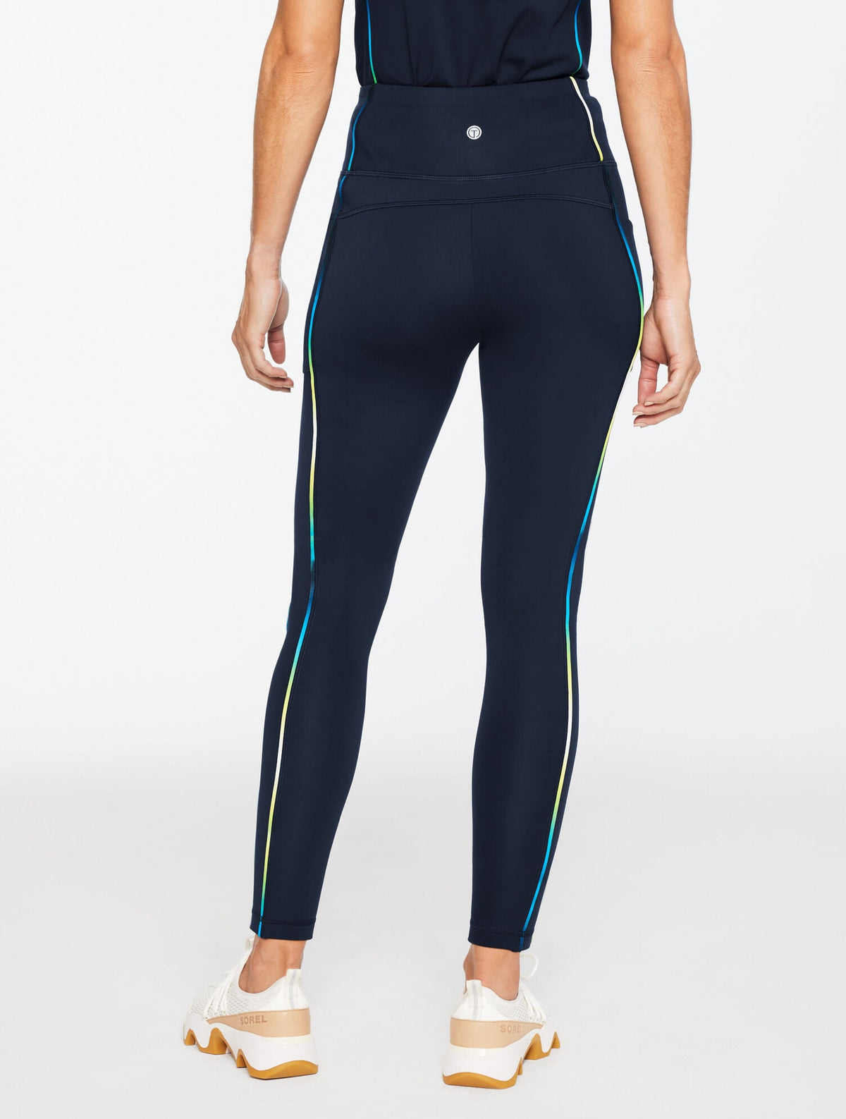 SPORT FLEECEBACK LEGGINGS - OMBRÉ PIPED | Talbots