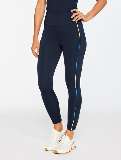 SPORT FLEECEBACK LEGGINGS - OMBRÉ PIPED | Talbots