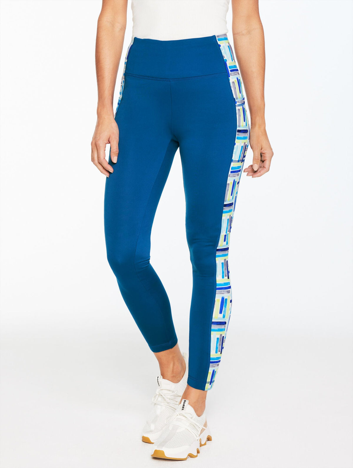 SPORT FLEECEBACK LEGGINGS - WATERCOLOR GEO | Talbots