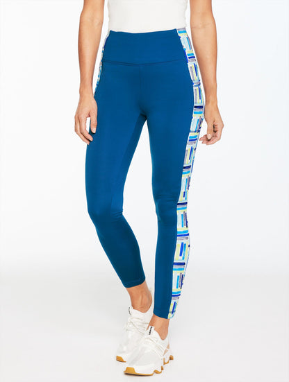 SPORT FLEECEBACK LEGGINGS - WATERCOLOR GEO | Talbots