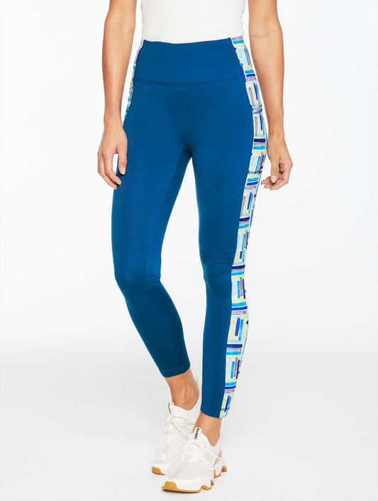 SPORT FLEECEBACK LEGGINGS - WATERCOLOR GEO | Talbots