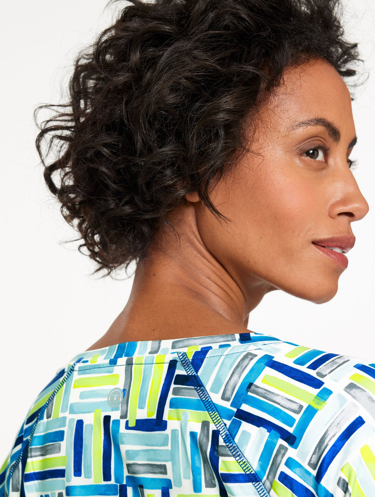 SPORT FLEECEBACK CREWNECK TEE - WATERCOLOR GEO | Talbots