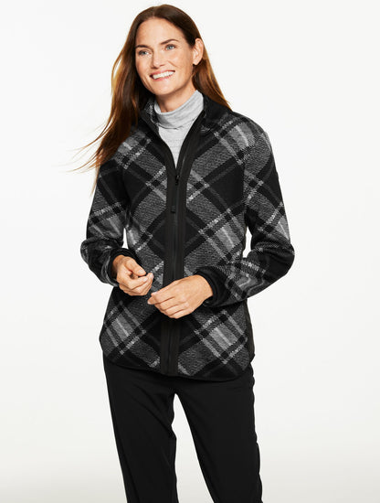 FLEECEBACK SWEATER JACKET - CHILLY PLAID | Talbots