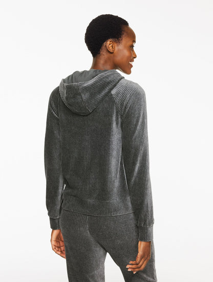 SKY LOUNGE VELOUR FULL-ZIP HOODIE | Talbots