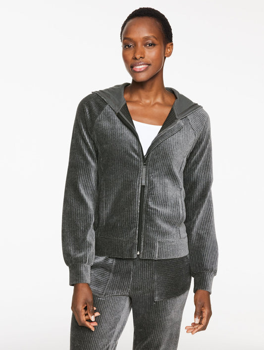 SKY LOUNGE VELOUR FULL-ZIP HOODIE | Talbots