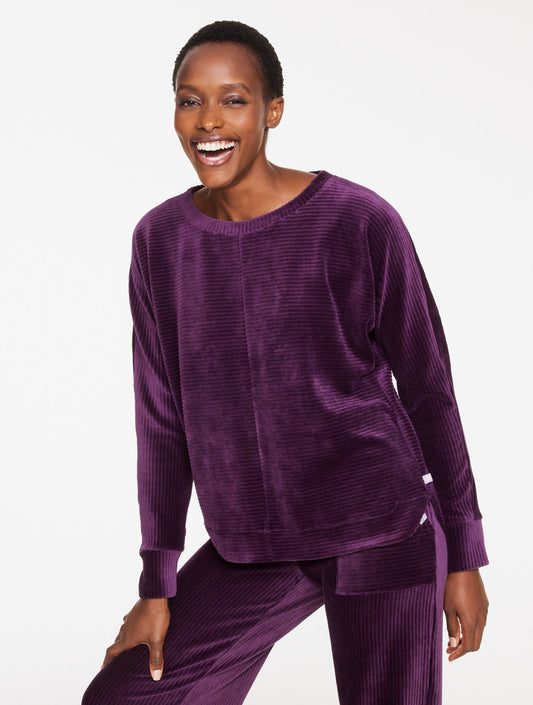 SKY LOUNGE VELOUR DOLMAN SLEEVE PULLOVER | Talbots