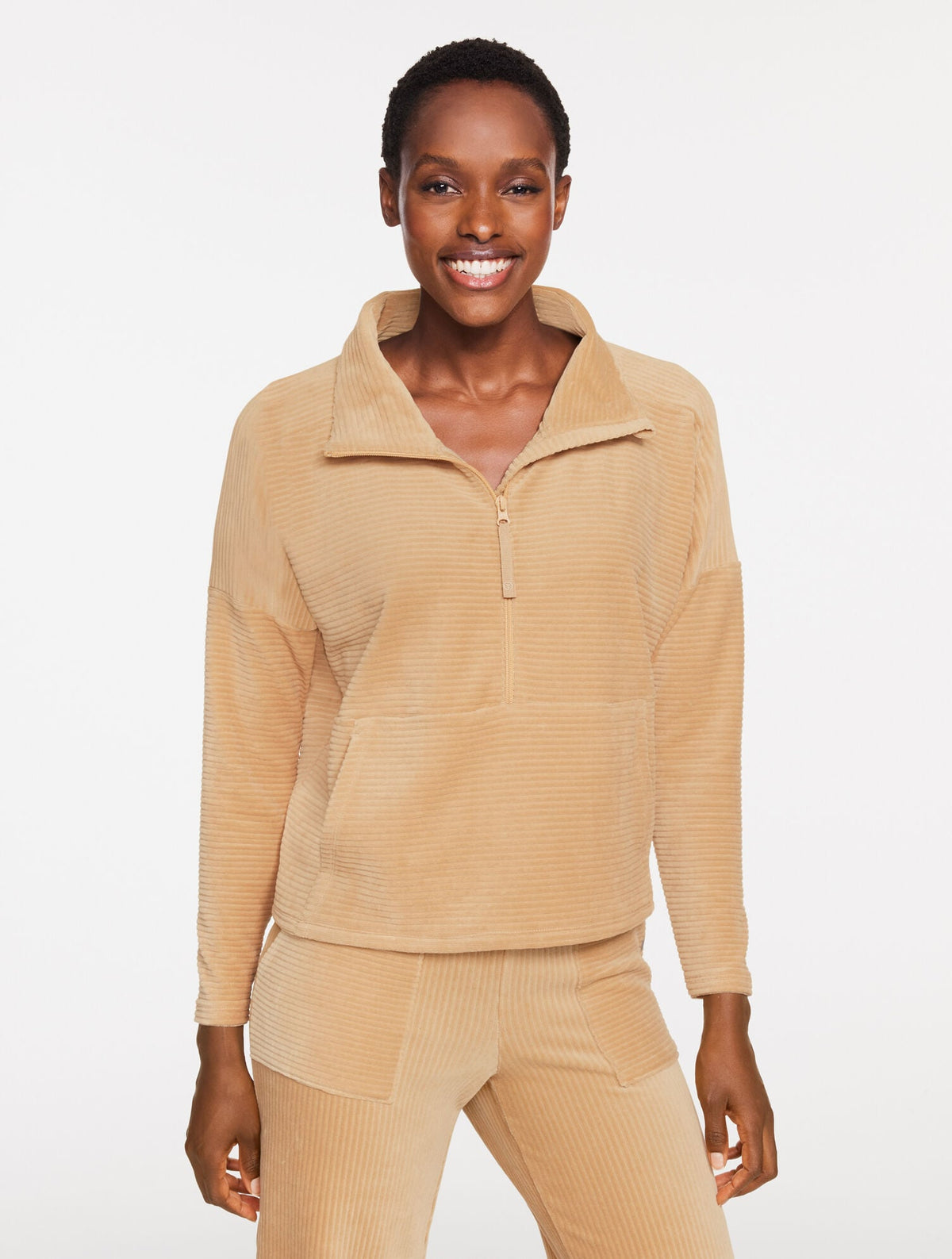 SKY LOUNGE VELOUR HALF-ZIP PULLOVER | Talbots
