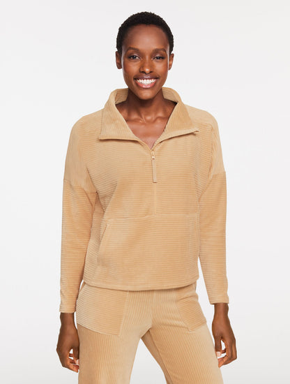 SKY LOUNGE VELOUR HALF-ZIP PULLOVER | Talbots