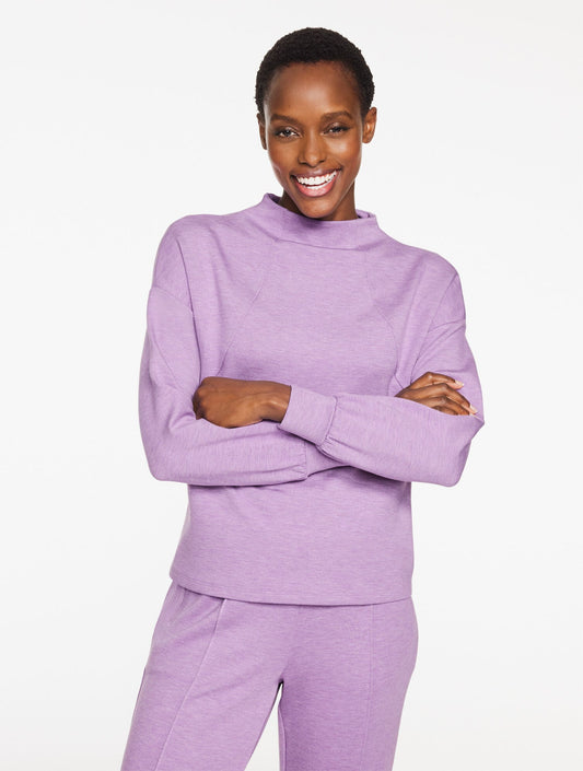 AIRKNIT STRETCH MOCKNECK PULLOVER - HEATHERED | Talbots