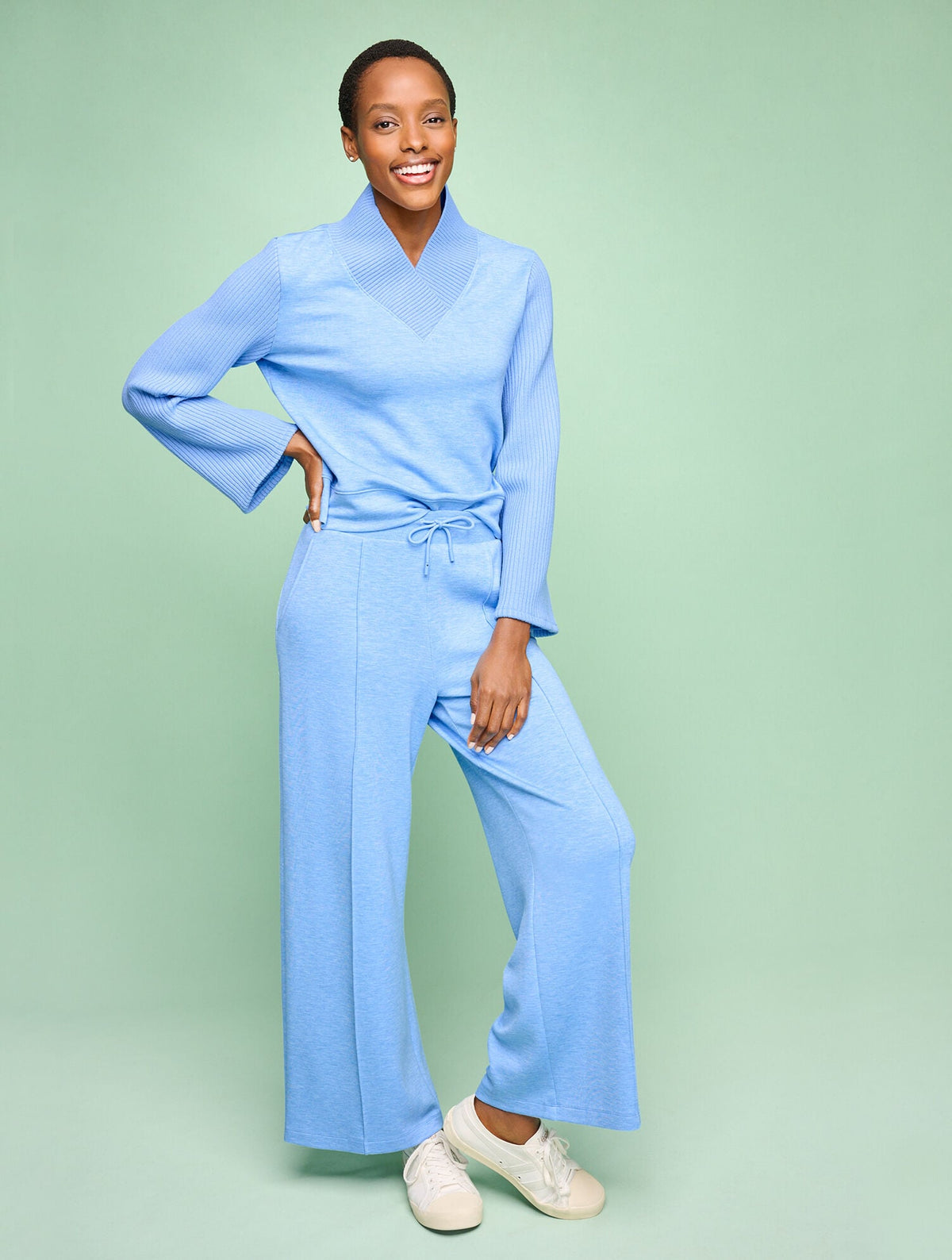 AIRKNIT STRETCH WIDE LEG PANTS | Talbots