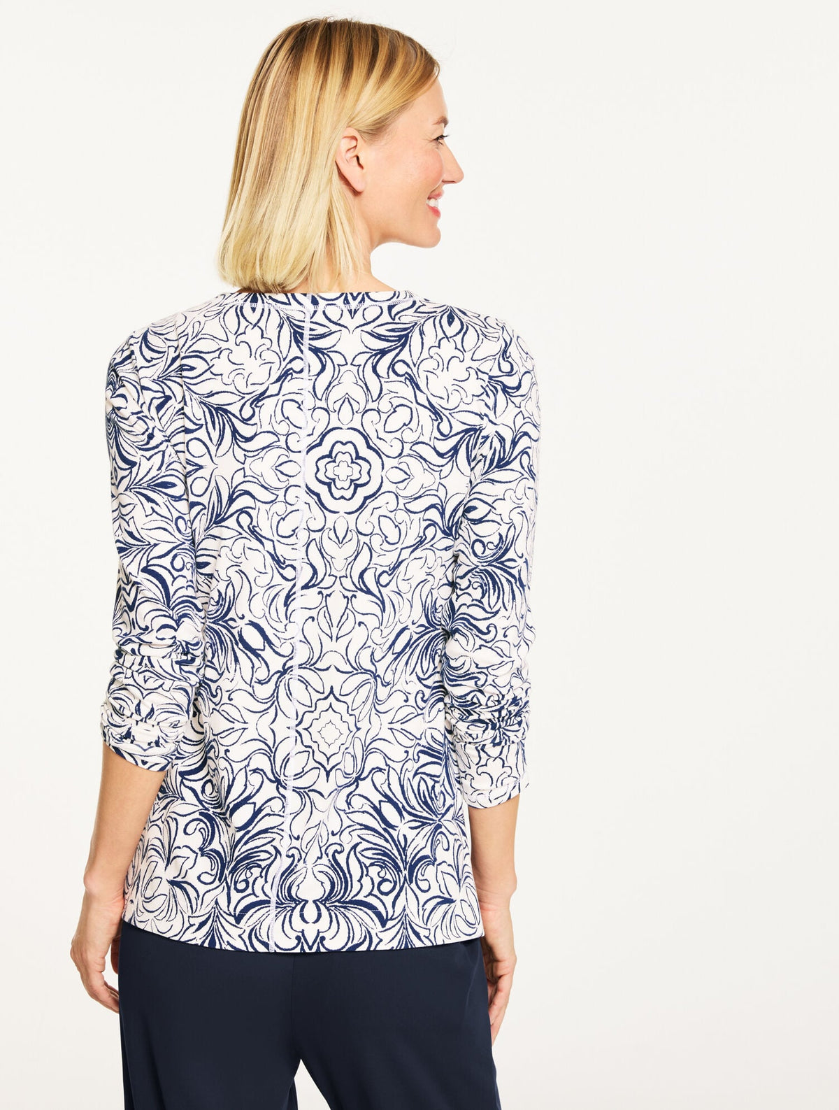 SUPERSOFT JERSEY CREWNECK TEE - SKETCHED MEDALLION | Talbots