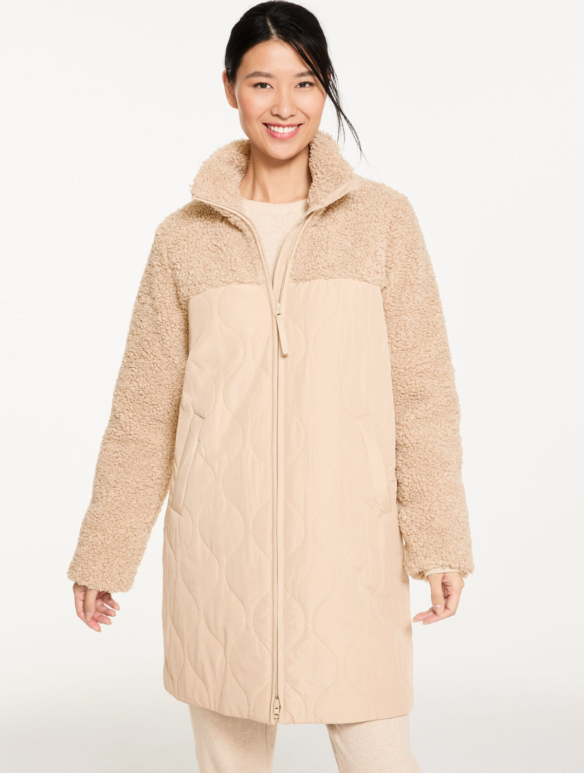 LONG QUILTED SHERPA JACKET | Talbots