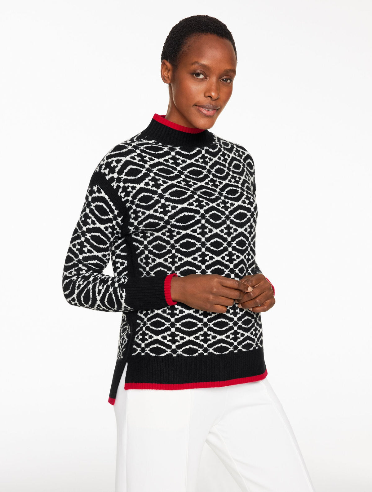 MOCKNECK SWEATER - LATTICE LODGE | Talbots