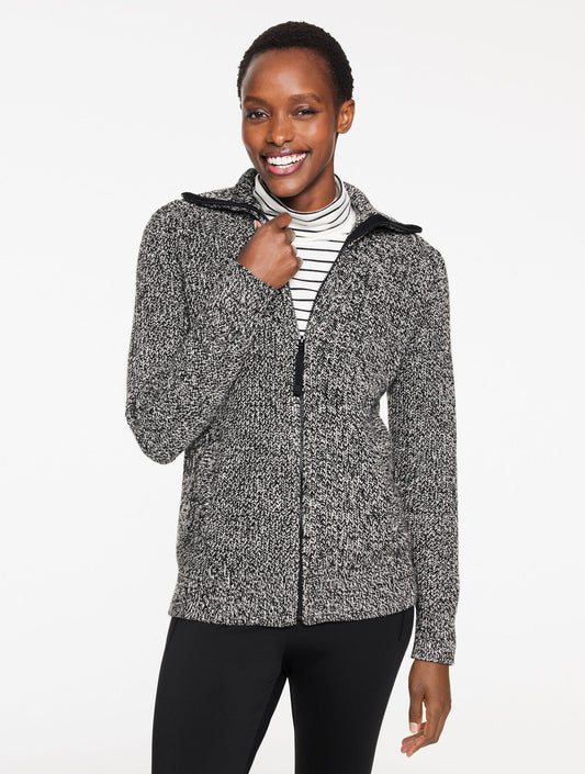 SOFT CABLE SWEATER JACKET - MARLED | Talbots