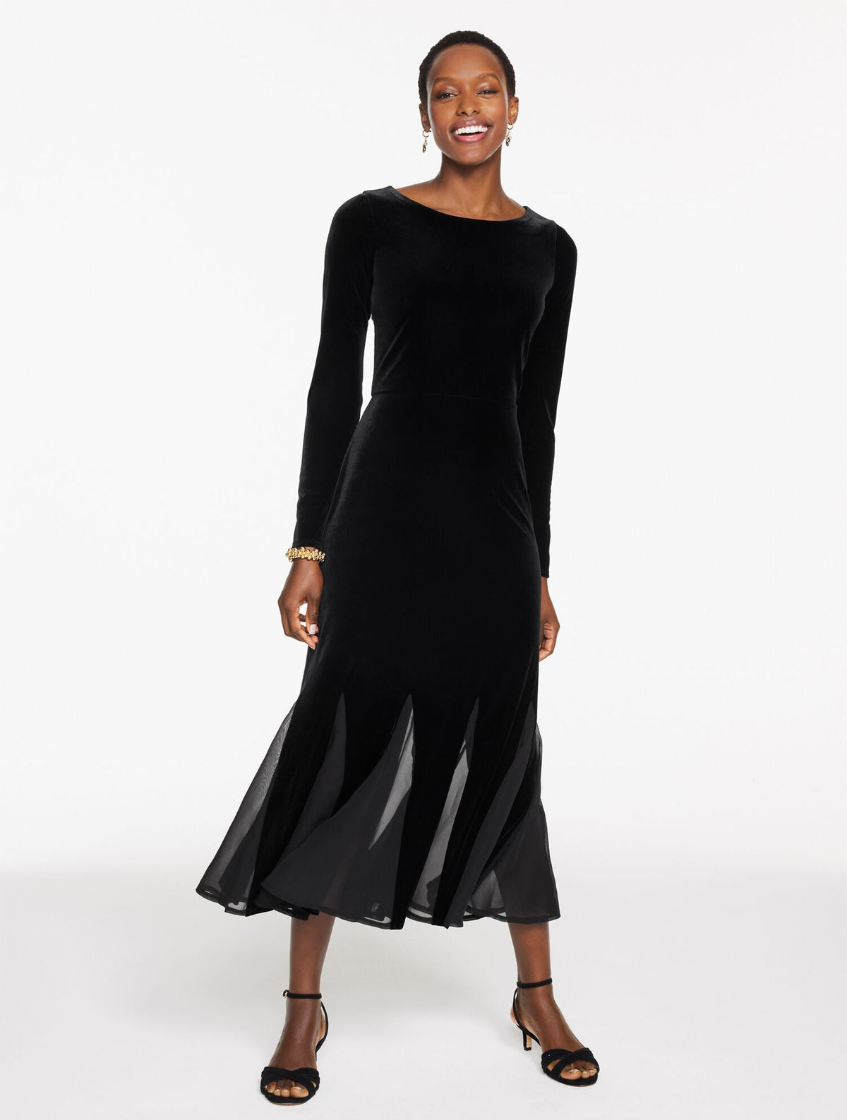 VELOUR FIT & FLARE MAXI DRESS | Talbots
