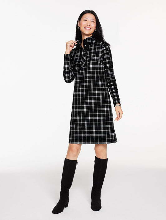 BRUSHED JACQUARD TURTLENECK DRESS - PRETTY PEPPERMINT | Talbots