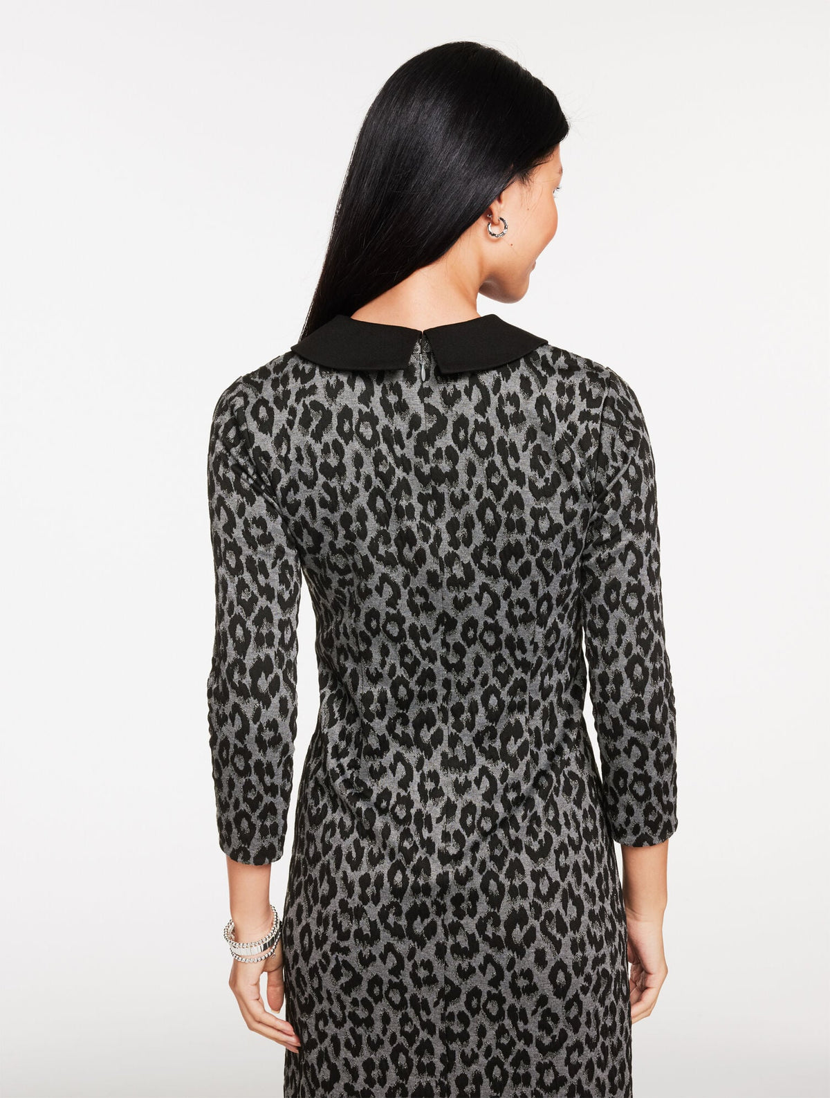 JACQUARD SHIFT DRESS - SNOW LEOPARD | Talbots