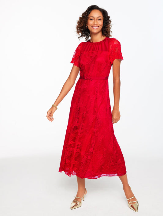 CHANTILLY LACE FIT & FLARE MIDI DRESS | Talbots