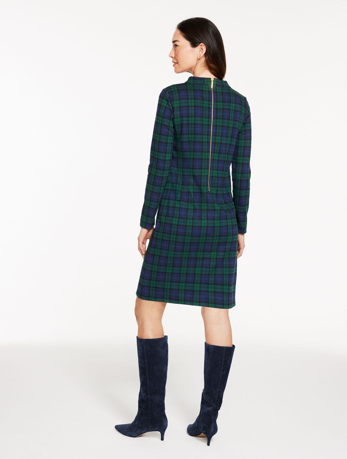 MOCKNECK SHIFT DRESS - BEDFORD BLACK WATCH | Talbots