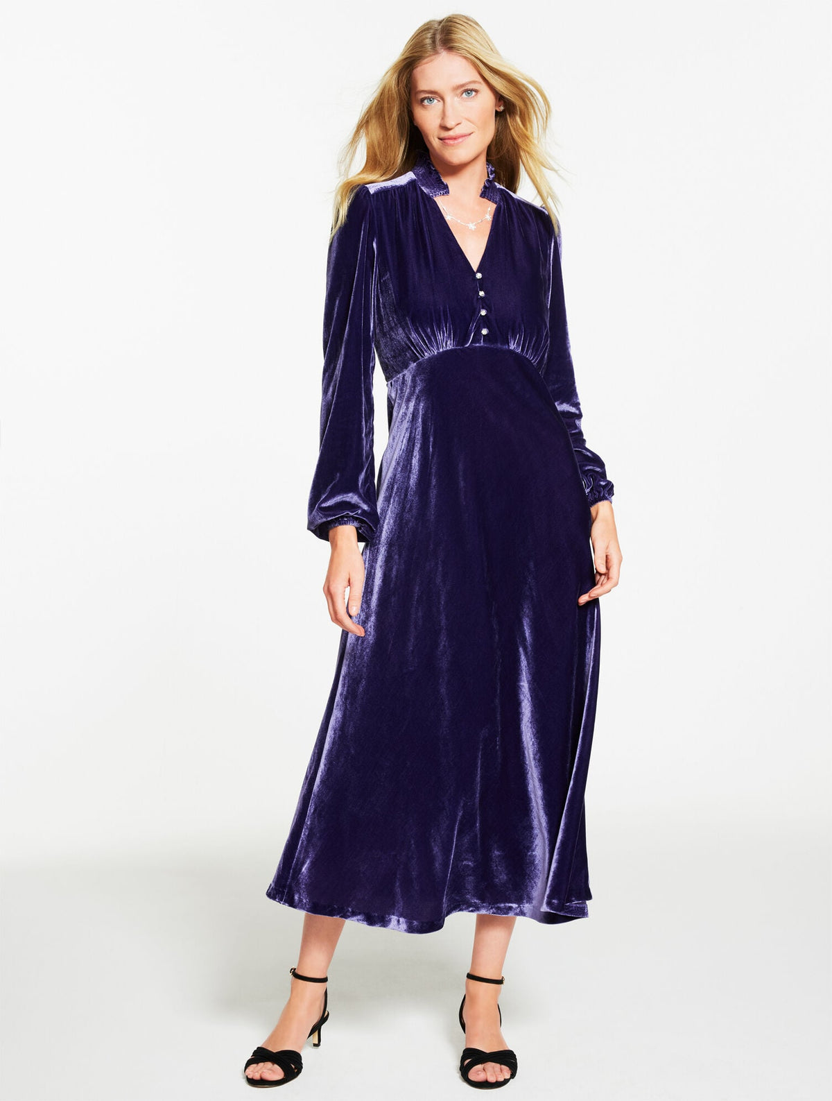 VELVET FIT & FLARE MIDI DRESS | Talbots