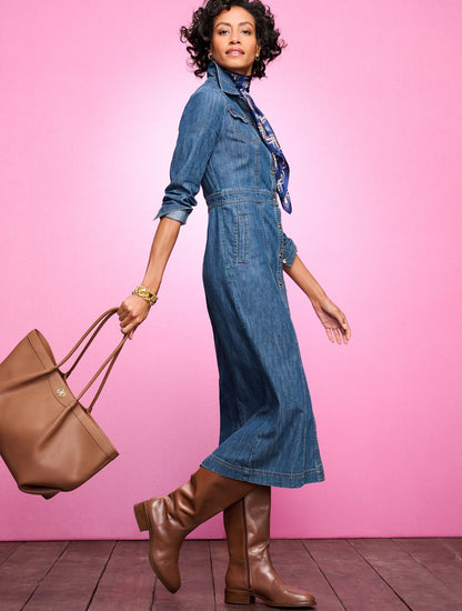 DENIM MIDI SHIRTDRESS - BRIDGEPORT WASH | Talbots