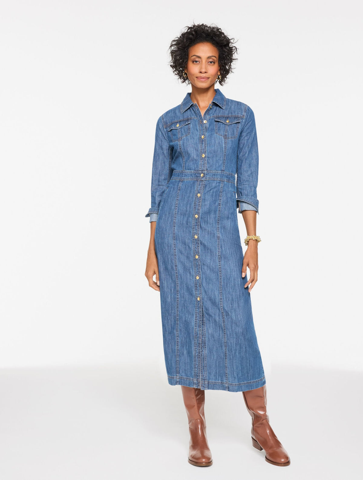 DENIM MIDI SHIRTDRESS - BRIDGEPORT WASH | Talbots