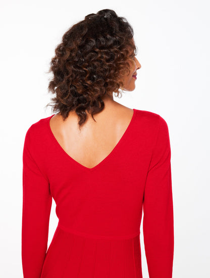 MERINO WOOL PLEATED SWEATER DRESS | Talbots