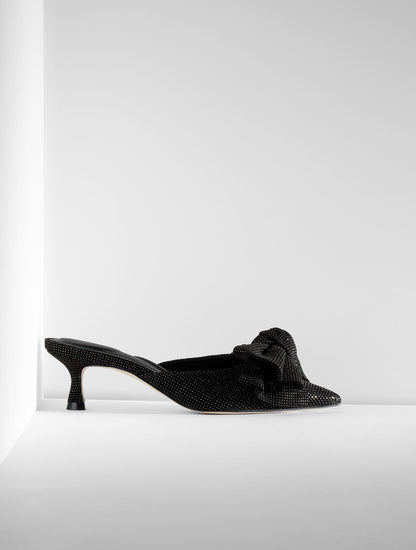 EMBER BOW CRYSTAL LEATHER MULES | Talbots