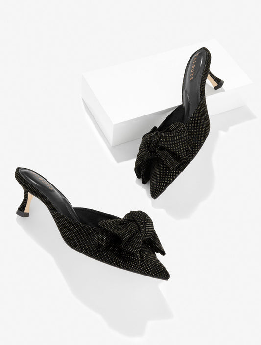 EMBER BOW CRYSTAL LEATHER MULES | Talbots