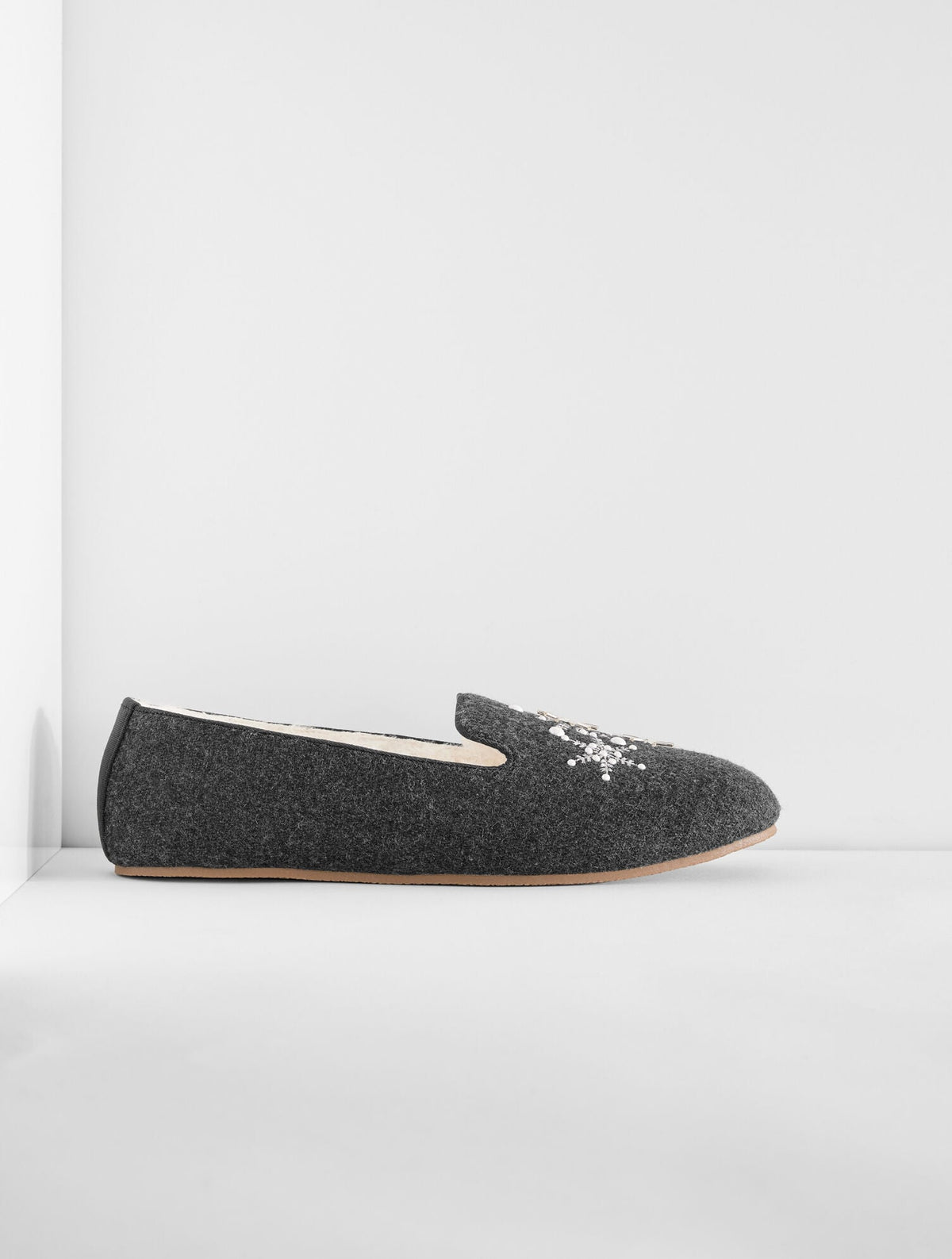 FIRESIDE EMBELLISHED FLANNEL SLIPPERS - SNOWFLAKE | Talbots