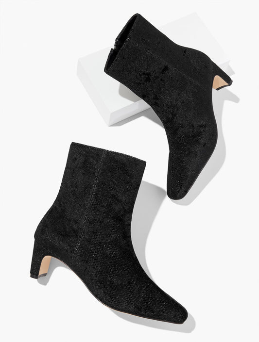 GALEN CURVED ANKLE BOOTS - SPARKLE VELVET | Talbots