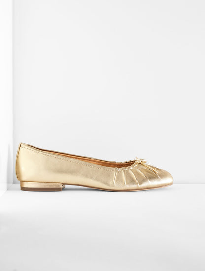 MADISON PLEATED METALLIC NAPPA BALLET FLATS | Talbots