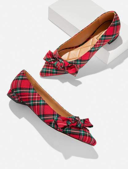 PORTIA BOW FLATS - CIDER PLAID | Talbots