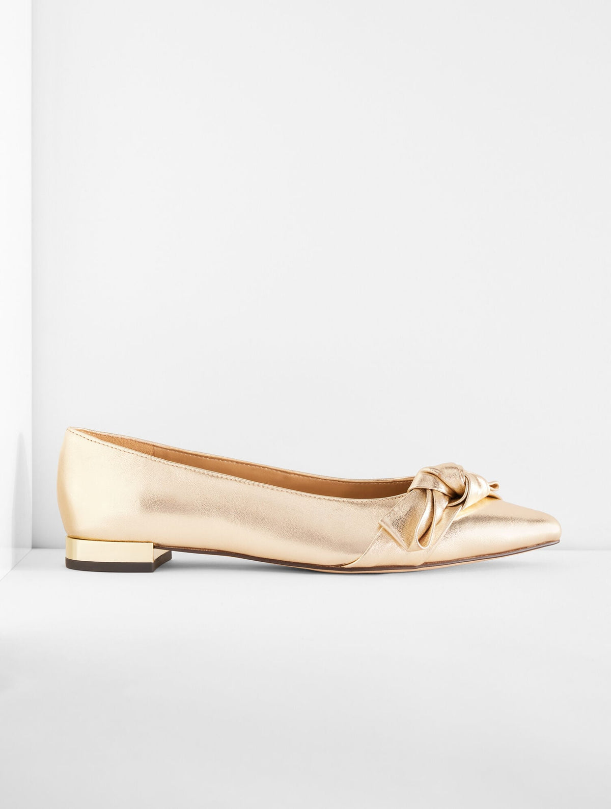 PORTIA BOW METALLIC LEATHER FLATS | Talbots