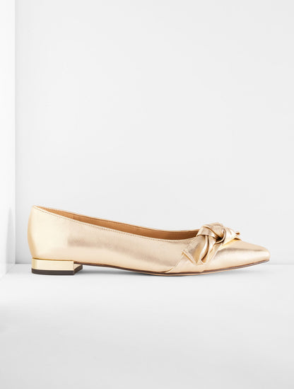 PORTIA BOW METALLIC LEATHER FLATS | Talbots