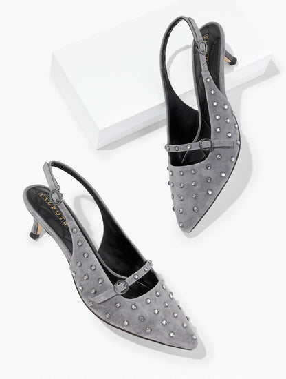 SYLVIE STUDDED SLINGBACK SUEDE PUMPS | Talbots