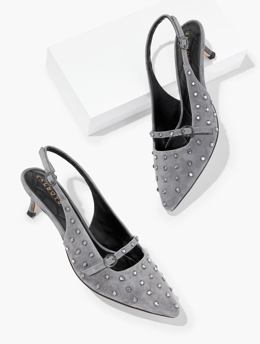 SYLVIE STUDDED SLINGBACK SUEDE PUMPS | Talbots
