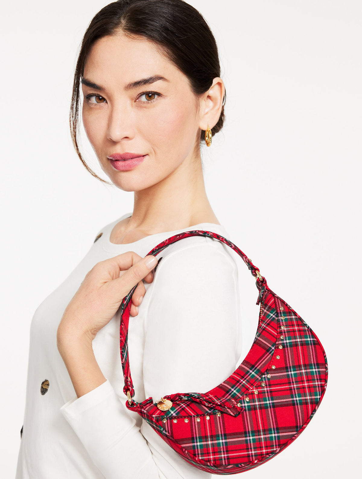 CIDER PLAID CRESCENT BAG | Talbots