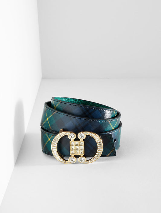 CRYSTAL EMBELLISHED REVERSIBLE PEBBLE LEATHER BELT | Talbots