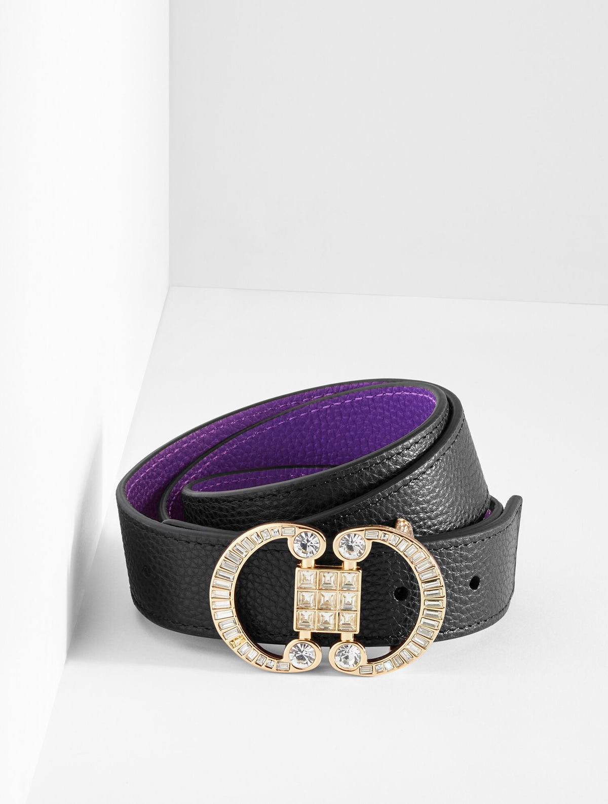 REVERSIBLE CRYSTAL PEBBLE LEATHER BELT | Talbots