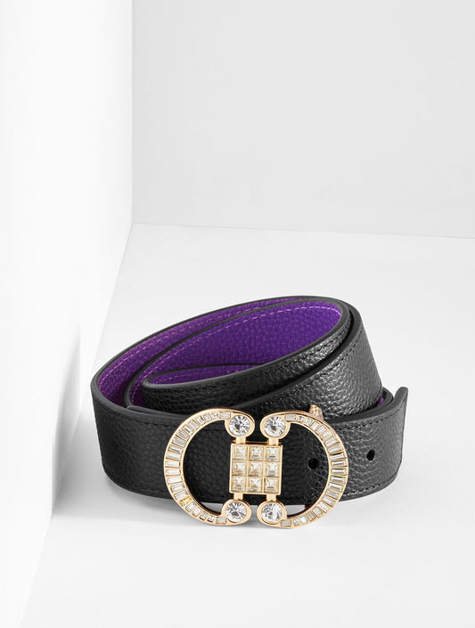 REVERSIBLE CRYSTAL PEBBLE LEATHER BELT | Talbots