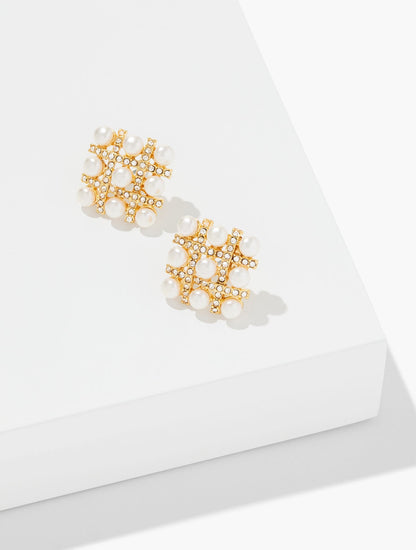 WOVEN PEARL STUD EARRINGS | Talbots