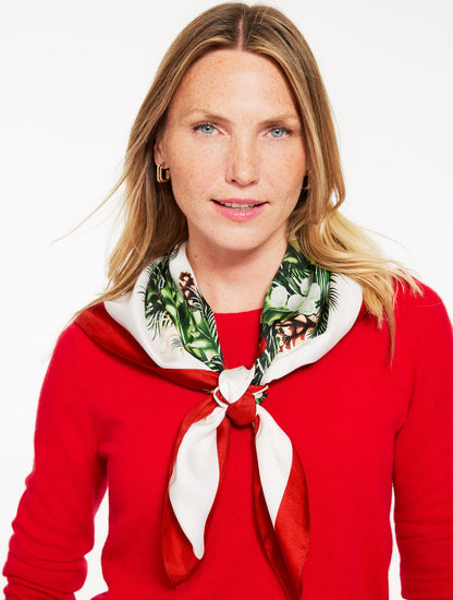 CHRISTMAS WREATH SILK SQUARE SCARF | Talbots
