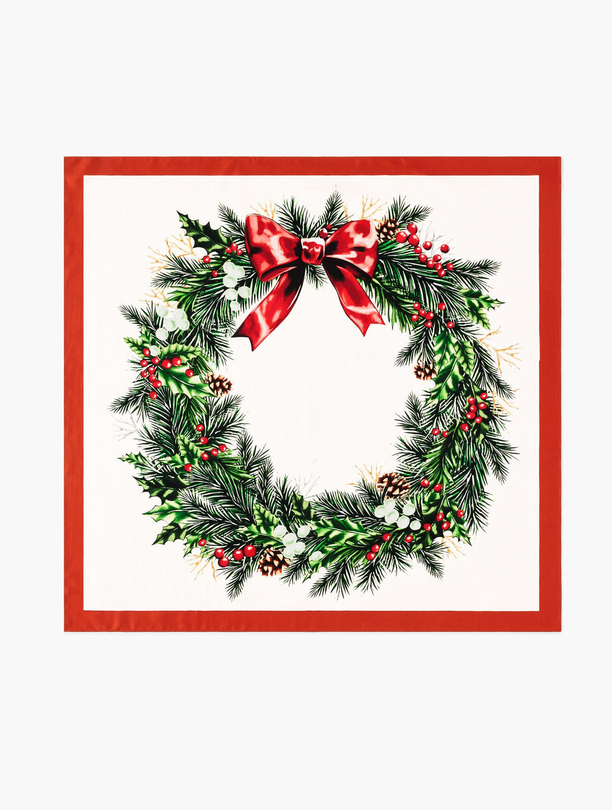 CHRISTMAS WREATH SILK SQUARE SCARF | Talbots