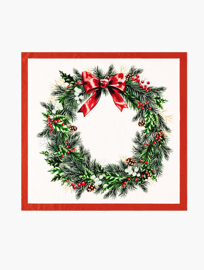CHRISTMAS WREATH SILK SQUARE SCARF | Talbots