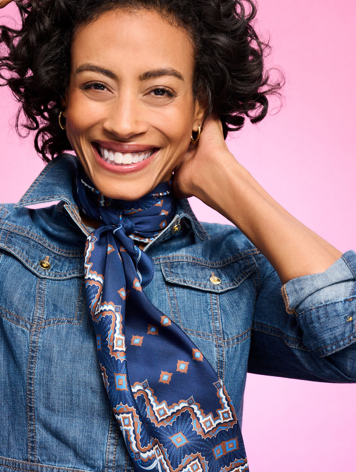 MEDALLION SILK SQUARE SCARF | Talbots