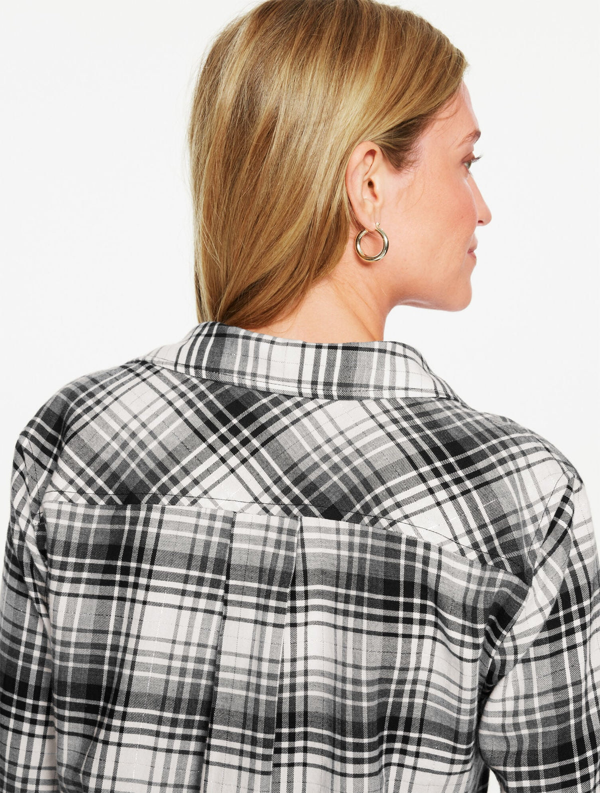 METALLIC FLANNEL MODERN CLASSIC SHIRT - SERENE PLAID | Talbots