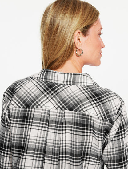 METALLIC FLANNEL MODERN CLASSIC SHIRT - SERENE PLAID | Talbots
